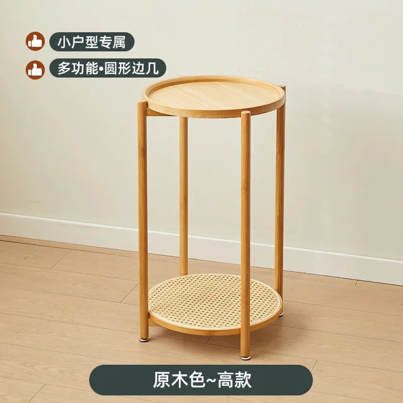 Eco-Friendly Bamboo Coffee Table -Sustainable Living Room Furniture Small Wicker Round Table in The Living Room Next To The Sofa Eagle Aerie