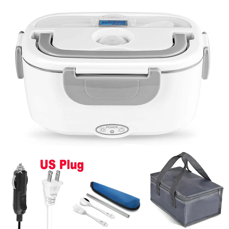 Dual Use 220V 110V 24V 12V Electric Heated Lunch Box Stainless Steel School Car Picnic Food Heating Heater Food Warmer Container Eagle Aerie