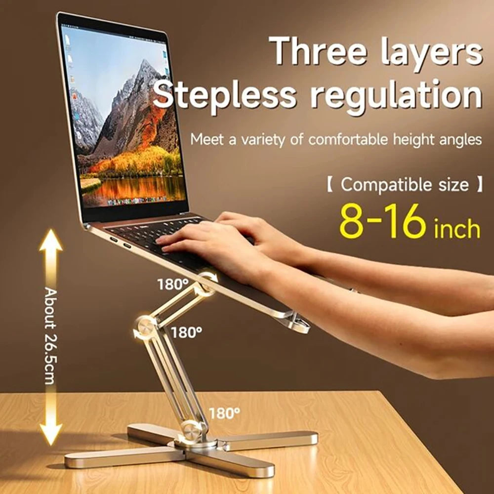 Foldable Laptop Stand 360°Rotation Notebook Table Holder Aluminum Alloy Portable Book Tablet Bracket Open-ended Heat Dissipation Eagle Beacon