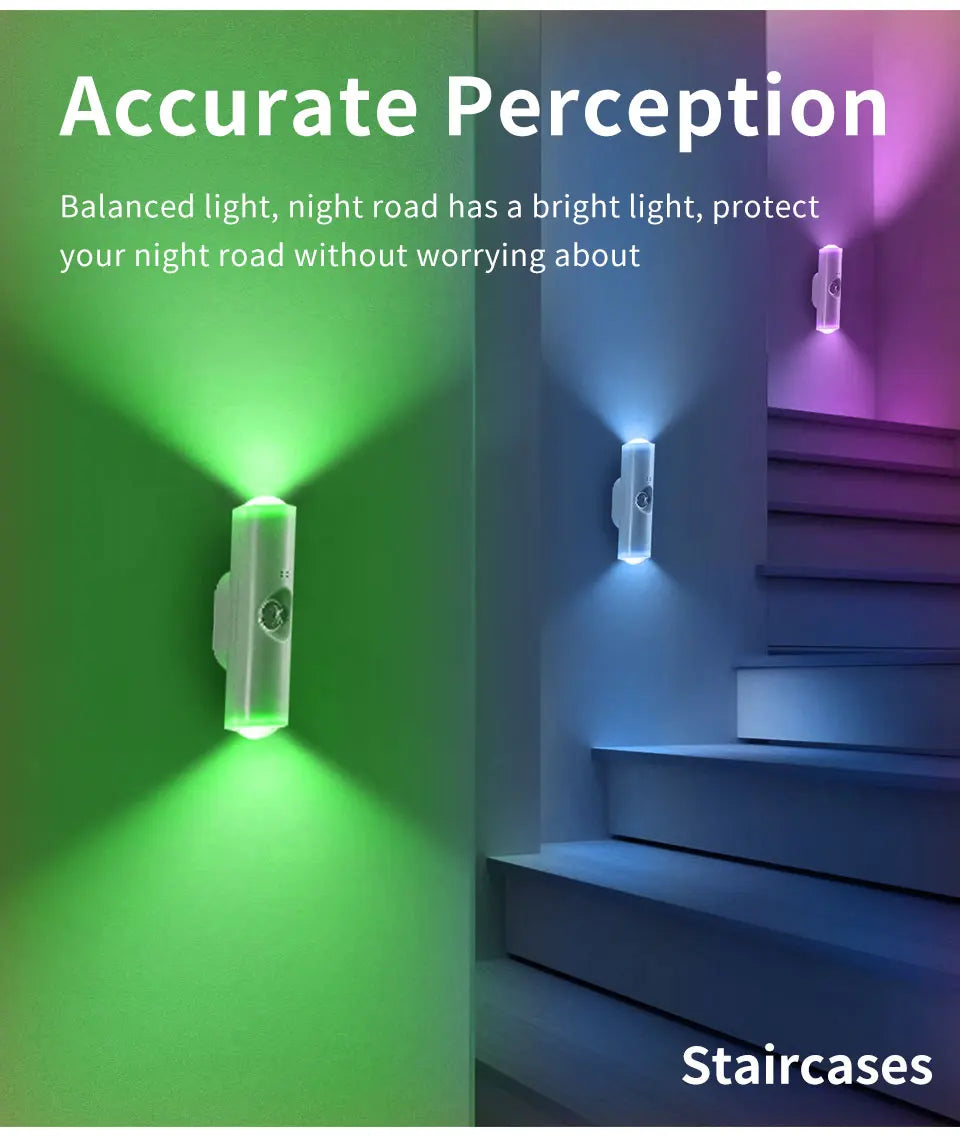 Magnetic Motion Sensor Smart Light LED Rechargeable Wall Gradient Ambient Light Dimmable Indoor Light for Stairs Hall Entrances Eagle Beacon
