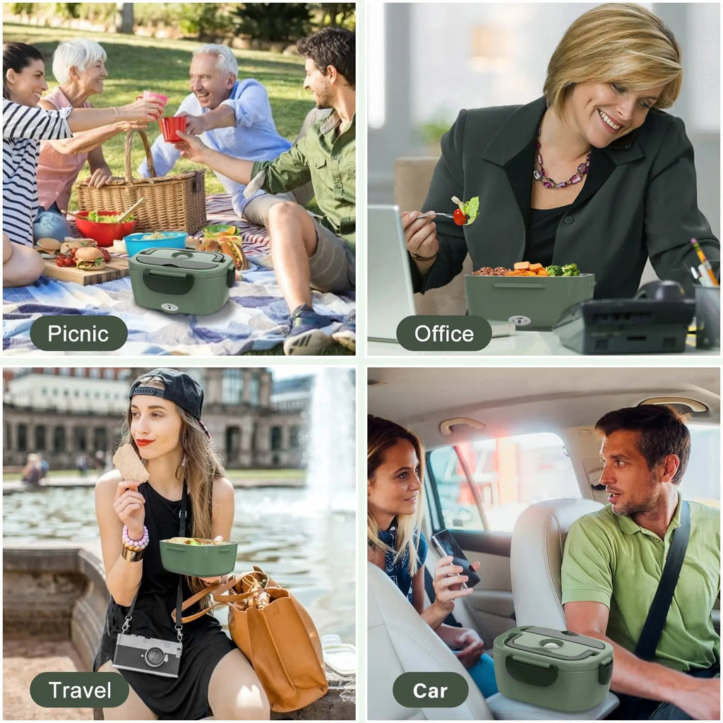 Electric Lunch Box for Adults, 80W Heated Lunch Box Portable Food Warmer Lunch Box for Work/Men/Car/TrucLeakproof 2 Compartments Eagle Aerie