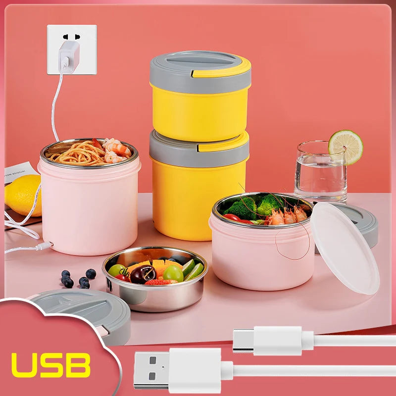 Electric Heated Lunch Box USB 1.2L Thermal Stainless Steel Bento Box 5V 12V 24V Car School Food Warmer Heating Container Heater Eagle Aerie