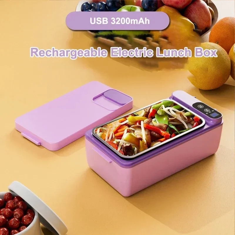1L USB Electric Lunch Box Portable Heated Food Warmer Rechargeable Insulated Container for Office Camping Travel Commuting Eagle Aerie