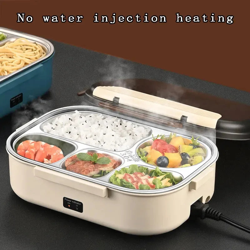 Electric Heated Lunch Boxes Stainless Steel Food Insulation Bento Lunch Box Home Portable Keep Warm Lunch Box with Storage Bag Eagle Aerie