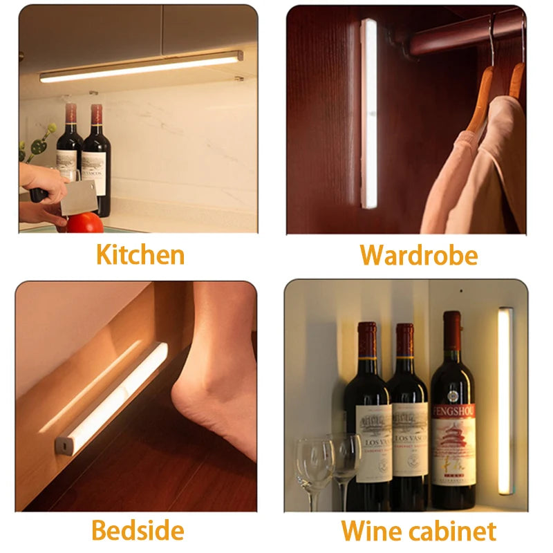 Motion Sensor Light Wireless LED Night Light Type C Rechargeable Light Cabinet Wardrobe Lamp Staircase Backlight For Kitchen LED Eagle Beacon