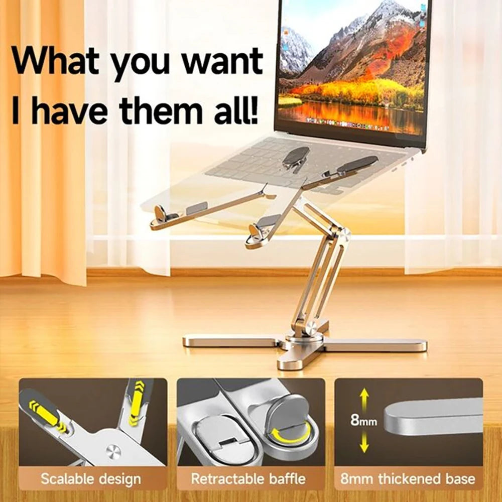 Foldable Laptop Stand 360°Rotation Notebook Table Holder Aluminum Alloy Portable Book Tablet Bracket Open-ended Heat Dissipation Eagle Beacon