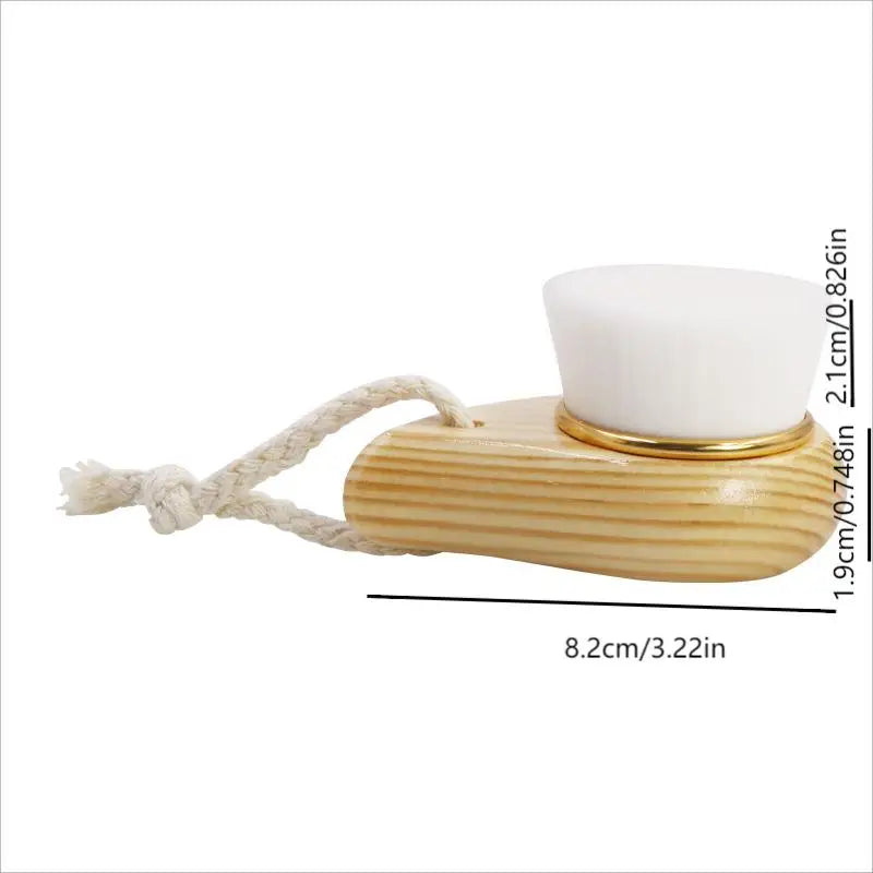 Facial Cleansing Brush, Wooden Handle Soft Bristle Face Brush, Cleaning Device, Soft Bristle Manual Multi-Bristle Brush Eagle Beacon