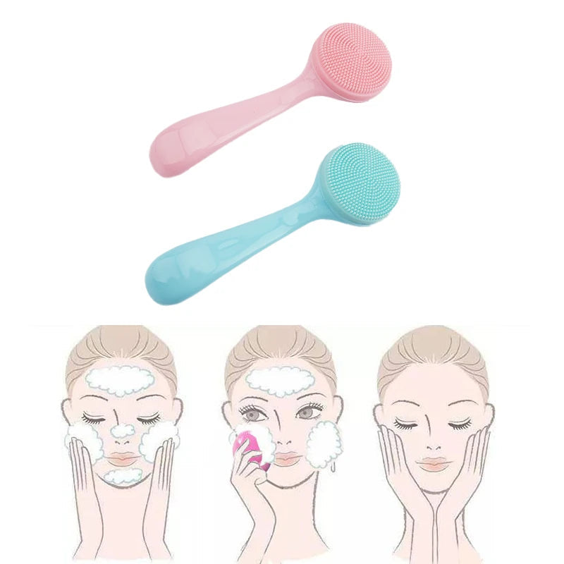 Double Sided Silicone Facial Cleanser Brush Soft Hair Face Massage Wash Brush Blackhead Remover Portable Skin Care Tool Eagle Beacon