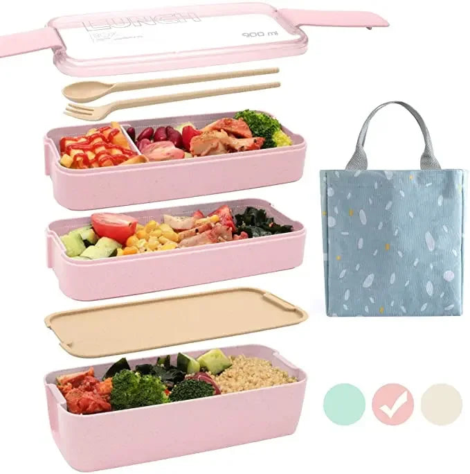 Healthy Material Lunch Box 3 Layer Wheat Straw Bento Boxes Microwave Dinnerware Food Storage Container Lunchbox 900ml Eagle Aerie