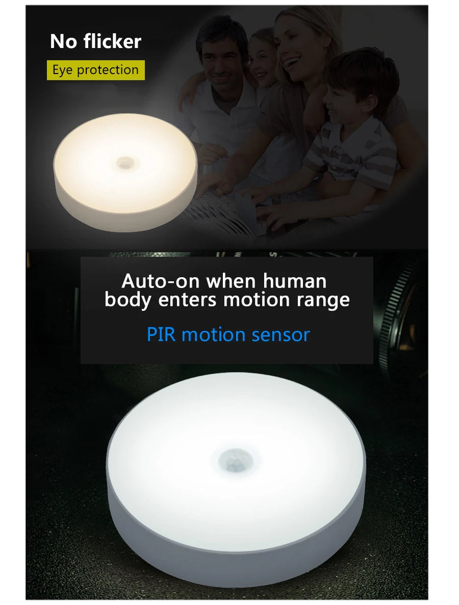 Motion Sensor LED Night Light USB Rechargeable Night Lamp for Kitchen Bedroom Stairs Hallway Cabinet Light Wireless Closet Light Eagle Beacon