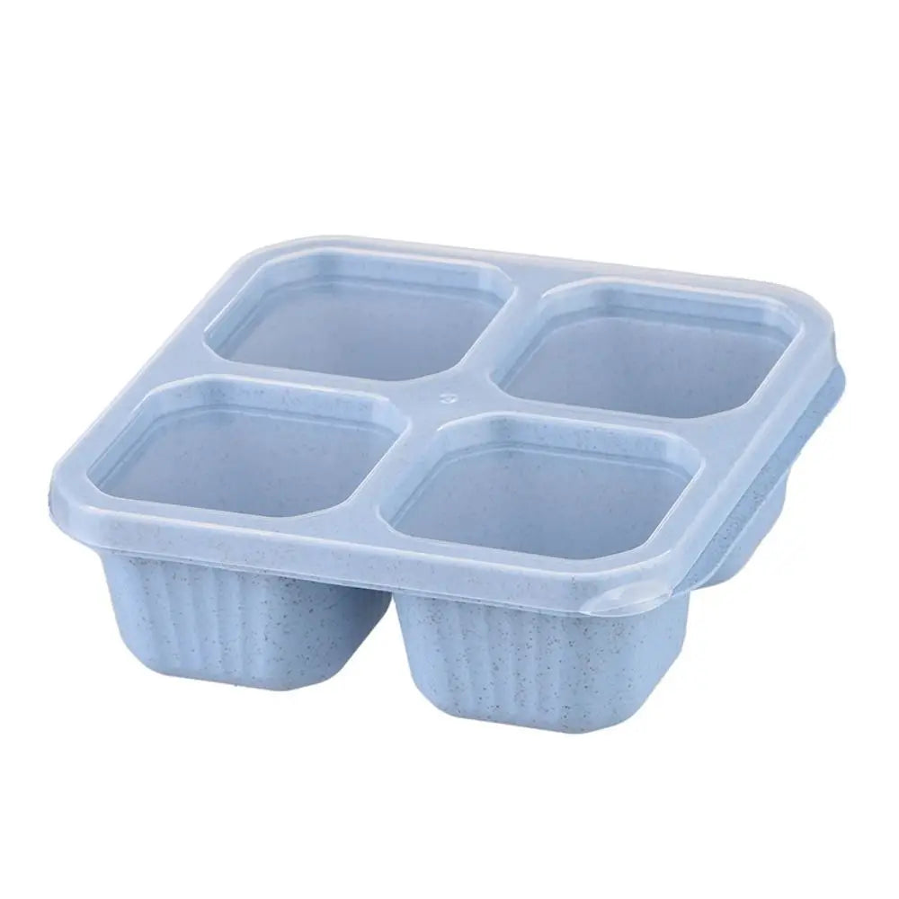 Reusable 4 Compartments Lunch Box Snack Dim Sum Nut Candy Box with Cover Wheat Straw Four Grid Snack Containers Meal Prep Eagle Aerie
