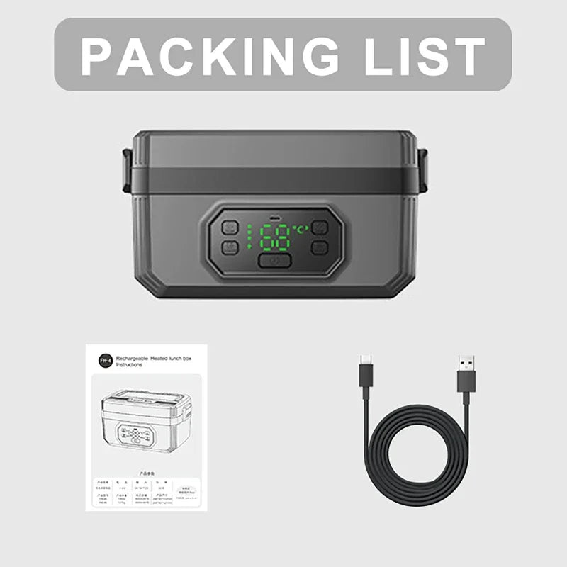 1.6L Portable USB Electric Heated Warm Lunch Box Camping Insulated Lunch Box Rechargeable Heated Unplugged Rice Cooker Eagle Aerie