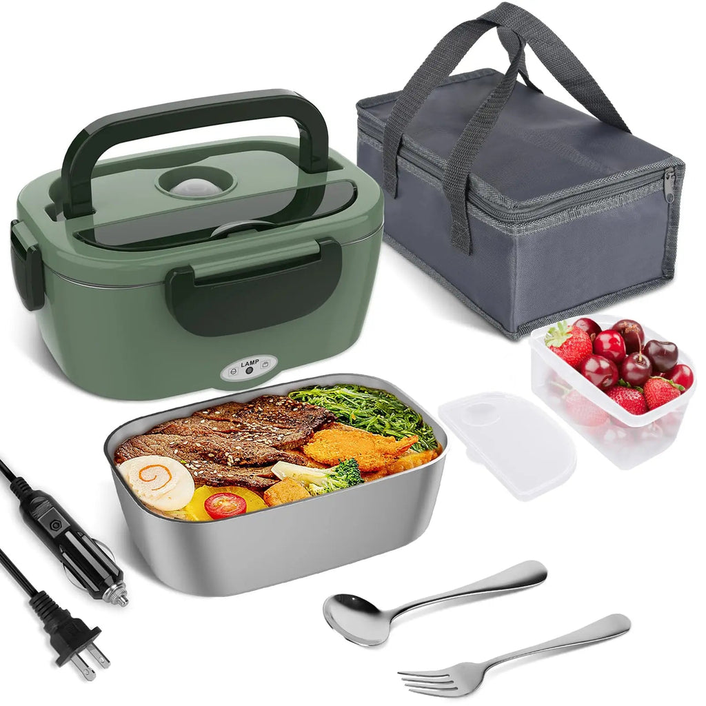 Electric Lunch Box for Adults, 80W Heated Lunch Box Portable Food Warmer Lunch Box for Work/Men/Car/TrucLeakproof 2 Compartments Eagle Aerie