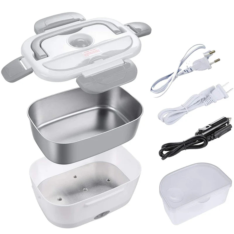 Electric Heated Lunch Box Stainless Steel Outdoor Portable Car Office Food Heating Warmer Container 12V 24V 110V 220V EU US Plug Eagle Aerie