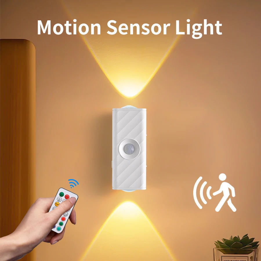 Motion Sensor LED Night Light Up and Down Glowing Remote Control Magnetic Wall Lamp for Kitchen Stairs Corridor Bedroom Decor Eagle Beacon