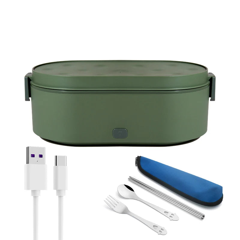 USB Heated Electric Lunch Box Stainless Steel Truck Car Home Office 24V 12V 5V2A Food Warmer Heating Container Heater Outdoor Eagle Aerie