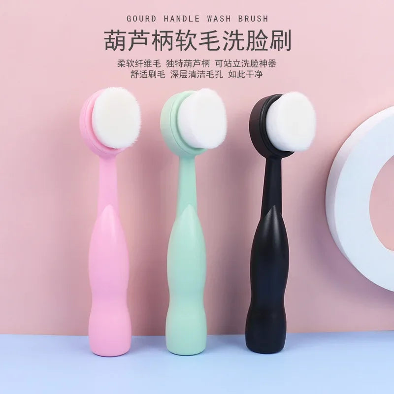 Facial Cleansing Brush Soft Bristles Manual Long Handle Flat Bottomed Standing Deep Face Cleaning Brush Limpieza Facial Skincare Eagle Beacon