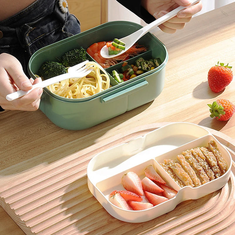 Single Double-layer Lunch Box Portable Compartment Fruit Food Box Microwave Lunch Box With Fork And Spoon Picnic Fresh Box Eagle Aerie