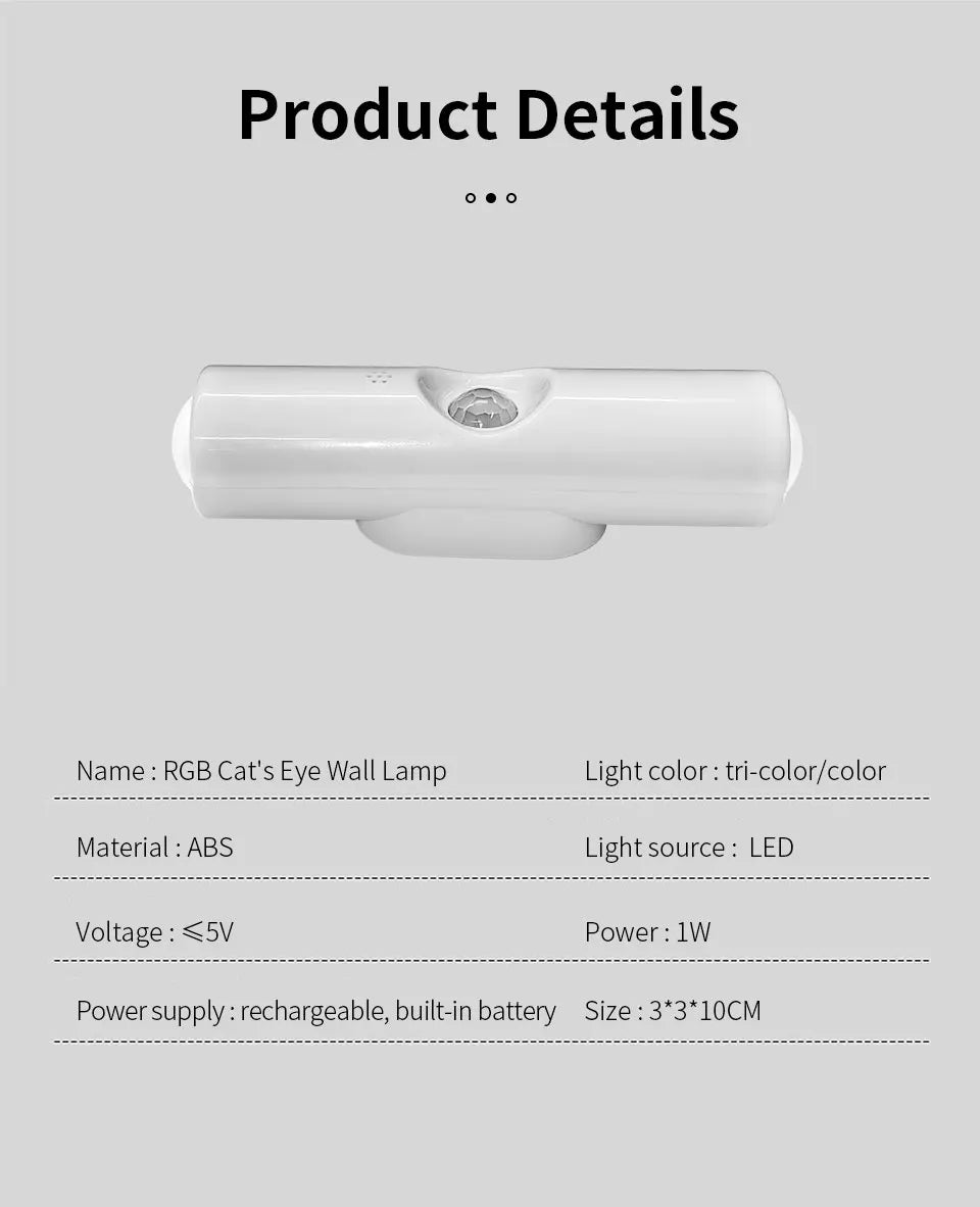 Magnetic Motion Sensor Smart Light LED Rechargeable Wall Gradient Ambient Light Dimmable Indoor Light for Stairs Hall Entrances Eagle Beacon