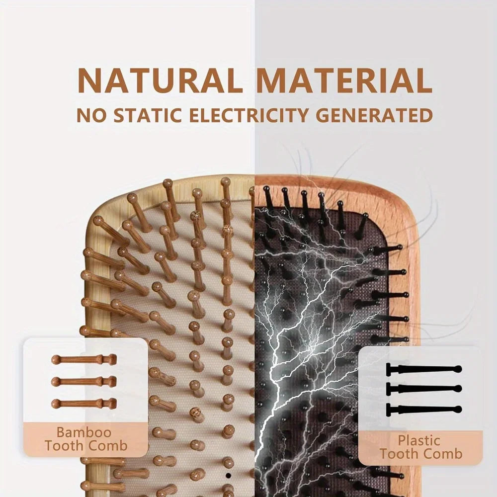 Wooden Hair Brush Improve Hair Growth Wood hairbrush Prevent Hair Loss Comb Bamboo Comb Teeth Hairdressing Styling Hair Tools Eagle Beacon