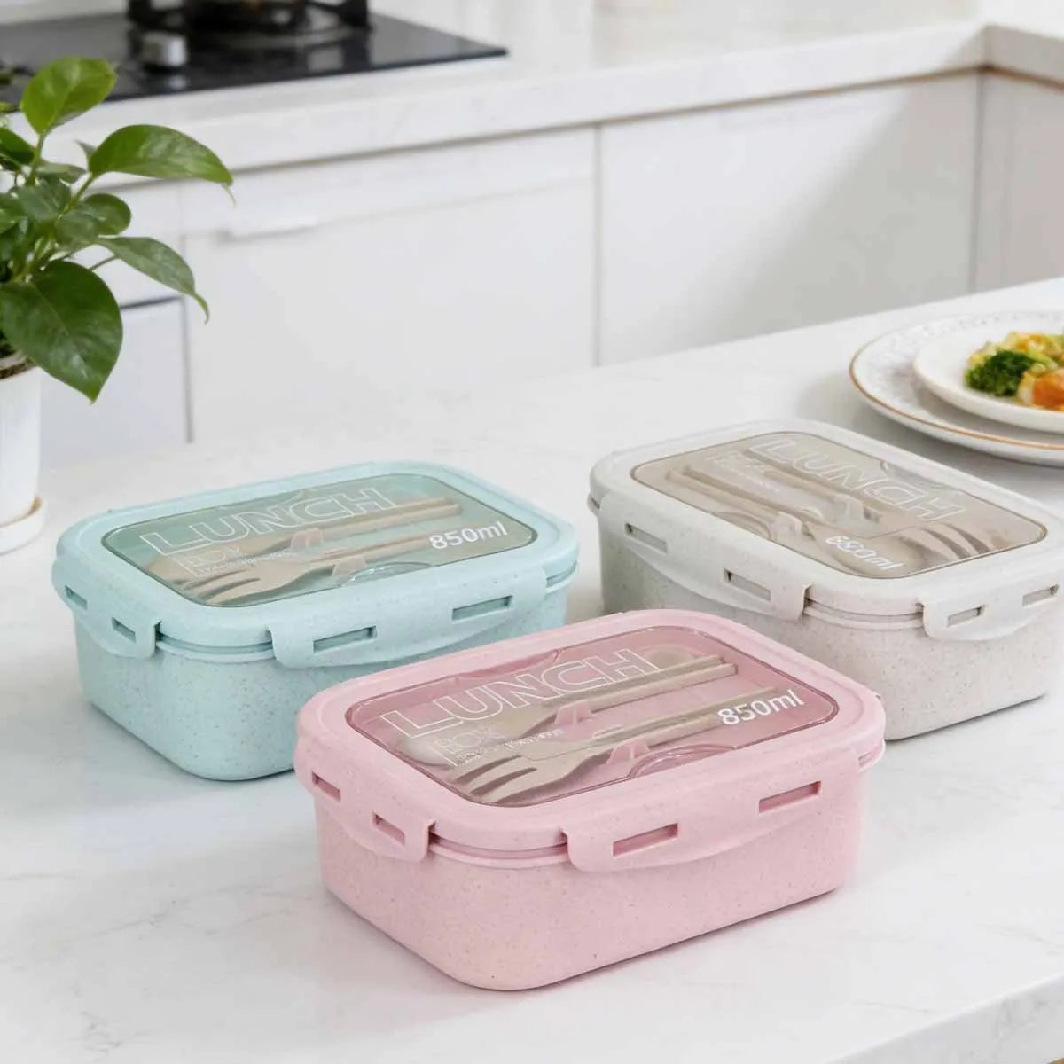 1pc-Tableware Lunch Box Can Be Microwave Heated, Wheat Straw Bento Box, Japanese Solid Color Square Sealed Lunch Box Eagle Aerie