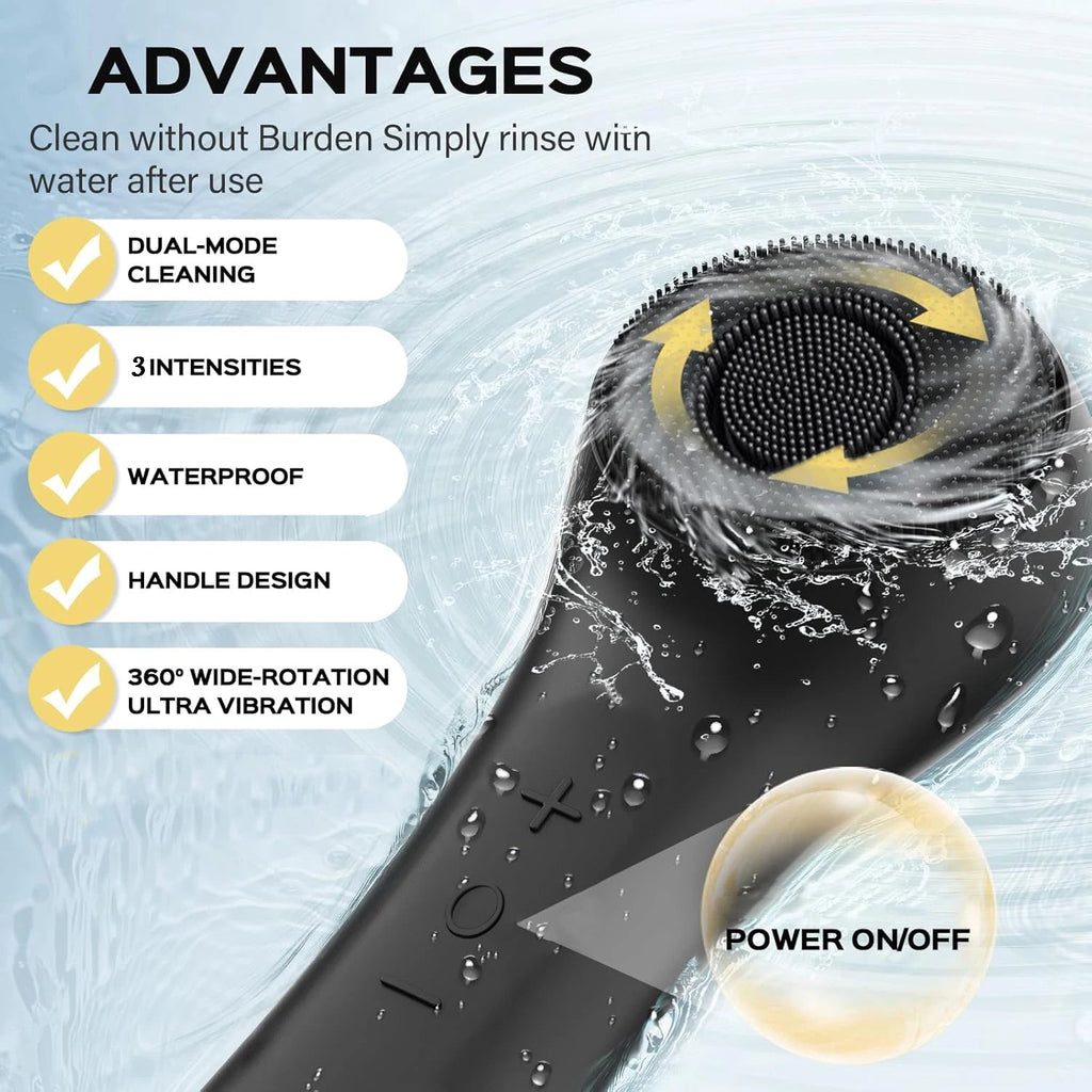 Facial silicone cleansing brush with dual rotation and vibration modes, facial vibration massage, USB charging facial brush Eagle Beacon