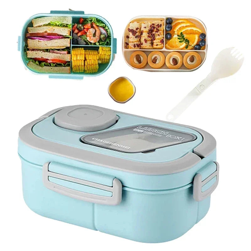 Portable Lunch Box Compartment Wheat Straw Bento Carrying Handle Box Reusable Tableware Containers Meal Snack Food Containers 라면 Eagle Aerie