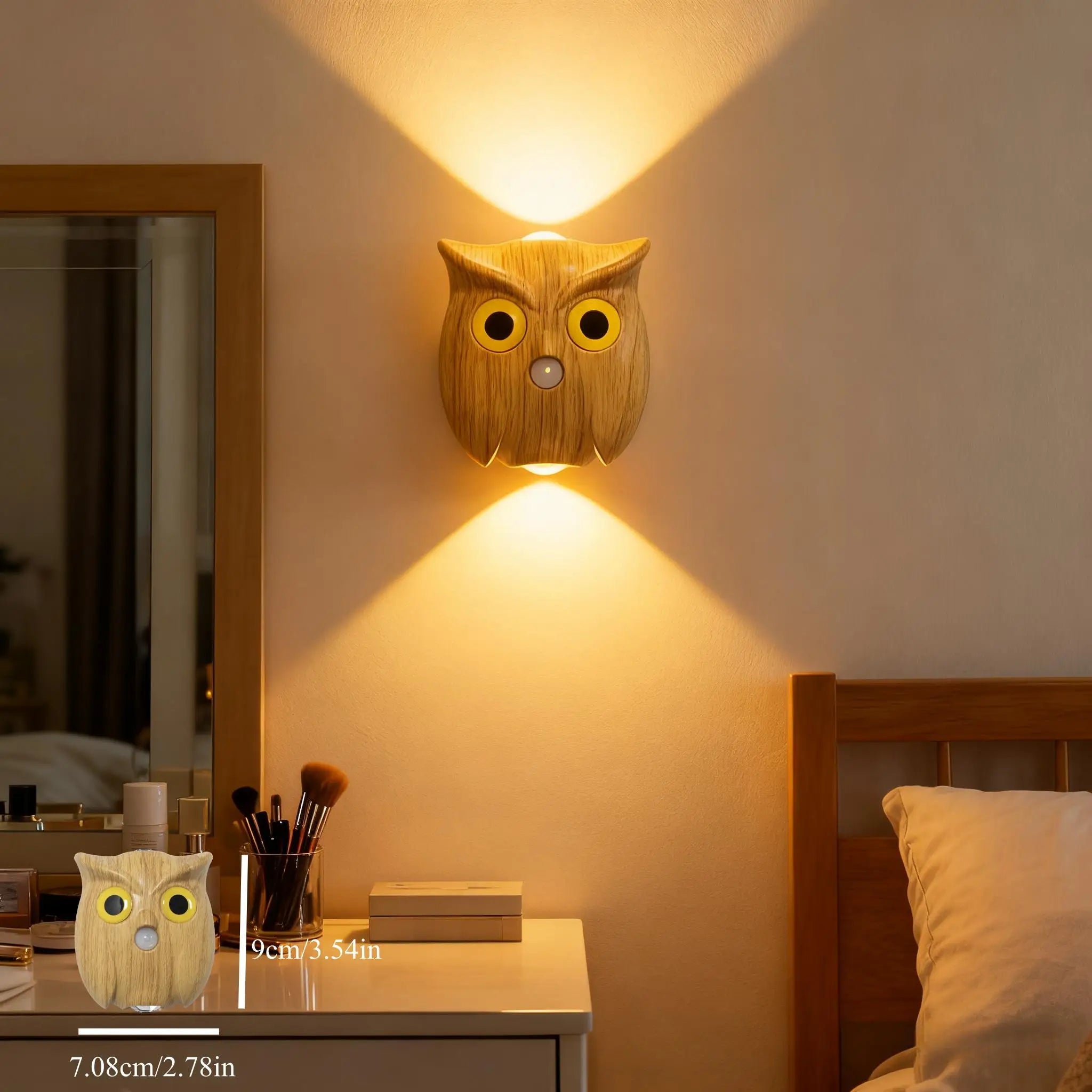 Motion Sensor Night Light USB Charging Cute Owl Lamp Indoor AUTO On/Off Magnetic Base for Cupboard Stair Hallway Bedroom Closet Eagle Beacon