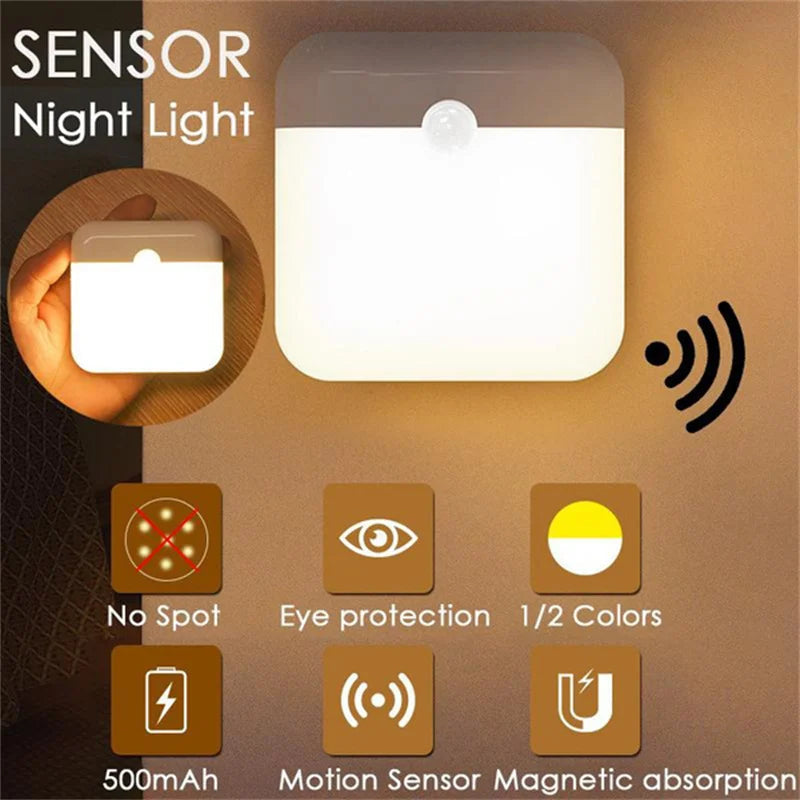Motion Sensor Light USB Night Light LED Lamp With Switch Rechargeable Inductor Lights For Kitchen Stairs Hallway Closet Bedroom Eagle Beacon