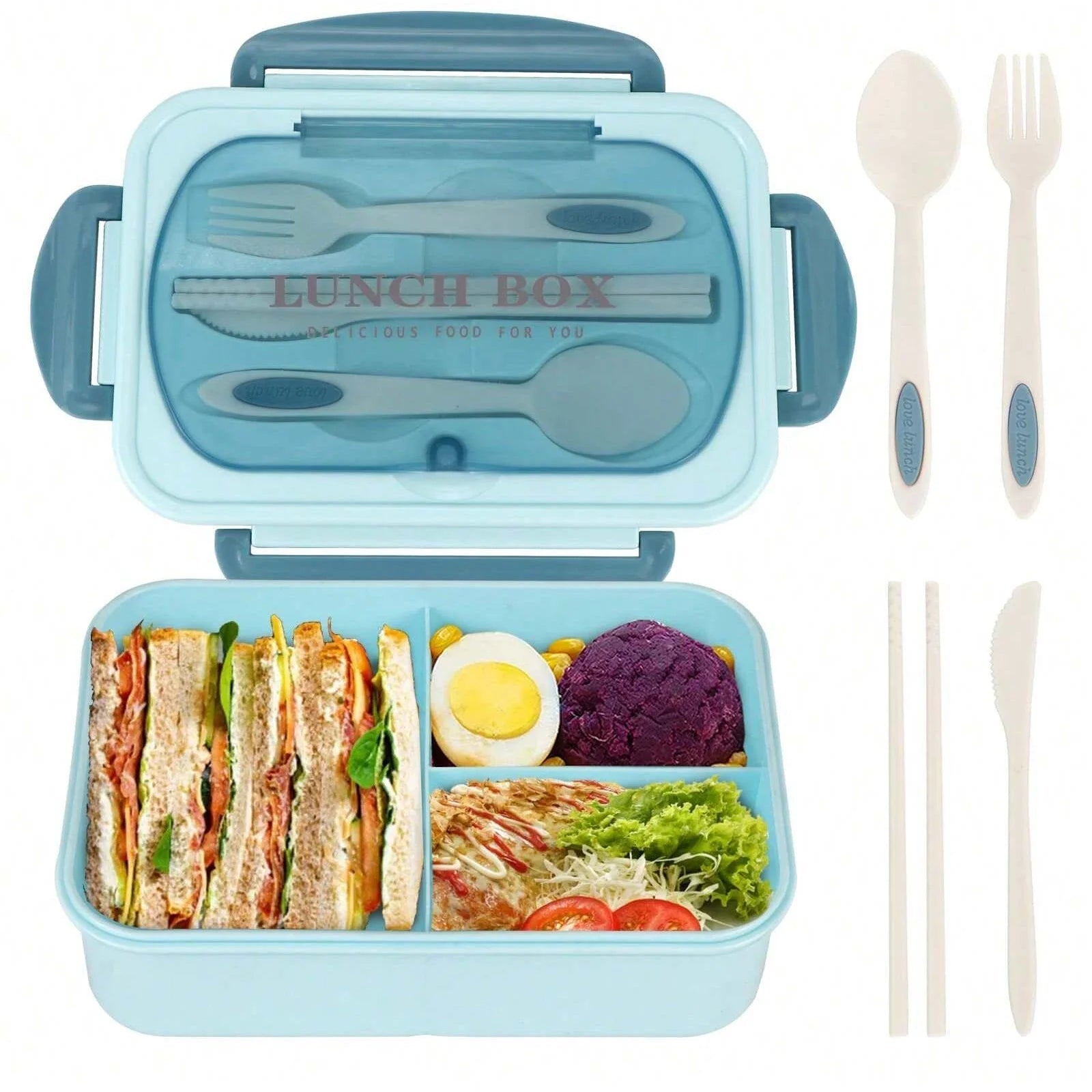 Bento Box Adult Lunch Box, Containers For Adults Men Women With 4 Compartments, Lunchable Food Container Back To School Eagle Aerie