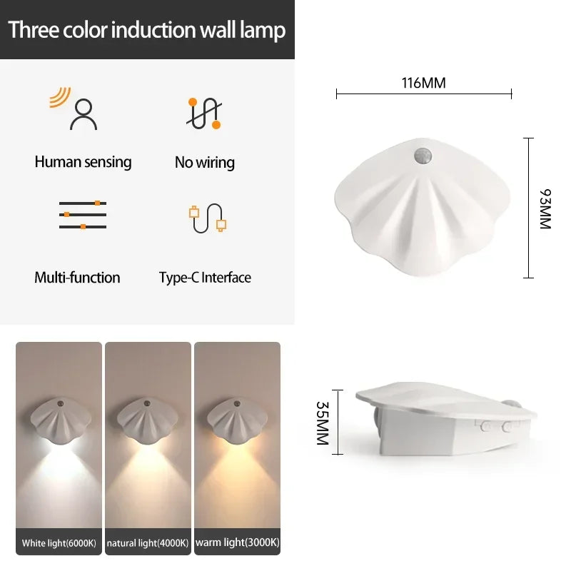 Motion Sensor Light Night Light USB Type-C Rechargeable For Kitchen Bedroom Mural Living Room Interior Lighting Decor Wall Lamps Eagle Beacon
