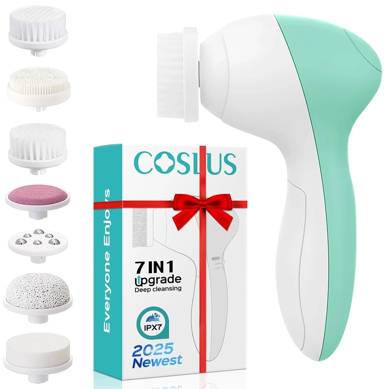 7-in-1 Electric Exfoliating Facial Cleansing Brush for Deep Cleansing and Massaging, with 7 Replaceable Brush Heads. Eagle Beacon