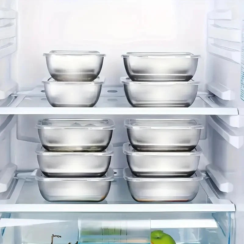 5pcs Stainless Steel Food Storage Stackable Meal Prep Boxes for Kitchen Fridge Lunch Ideal for Meal Prep Travel Kitchen Storage Eagle Aerie