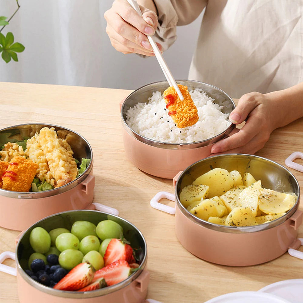 1 set of 4-layer lunch boxes, stainless steel insulated bucket lunch boxes, stackable bento boxes, used for lunch and camping Eagle Aerie
