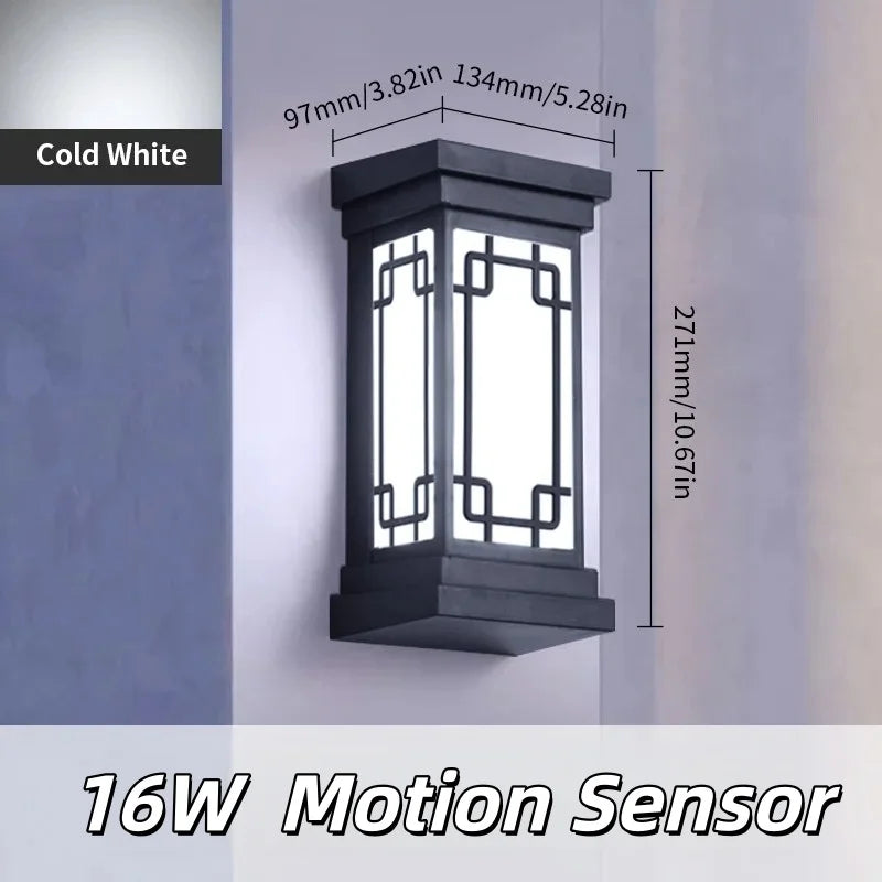 Motion Sensor LED Wall Light 16W Indoor&Outdoor Waterproof IP66 Porch Wall Lamp Home Sconce Decoration Lighting Eagle Beacon