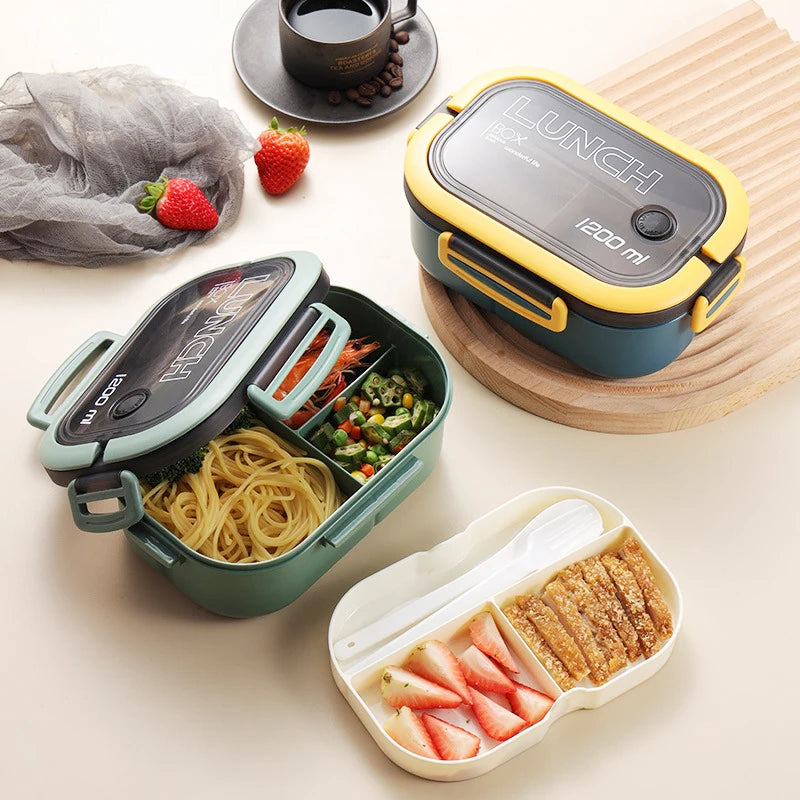 Single Double-layer Lunch Box Portable Compartment Fruit Food Box Microwave Lunch Box With Fork And Spoon Picnic Fresh Box Eagle Aerie