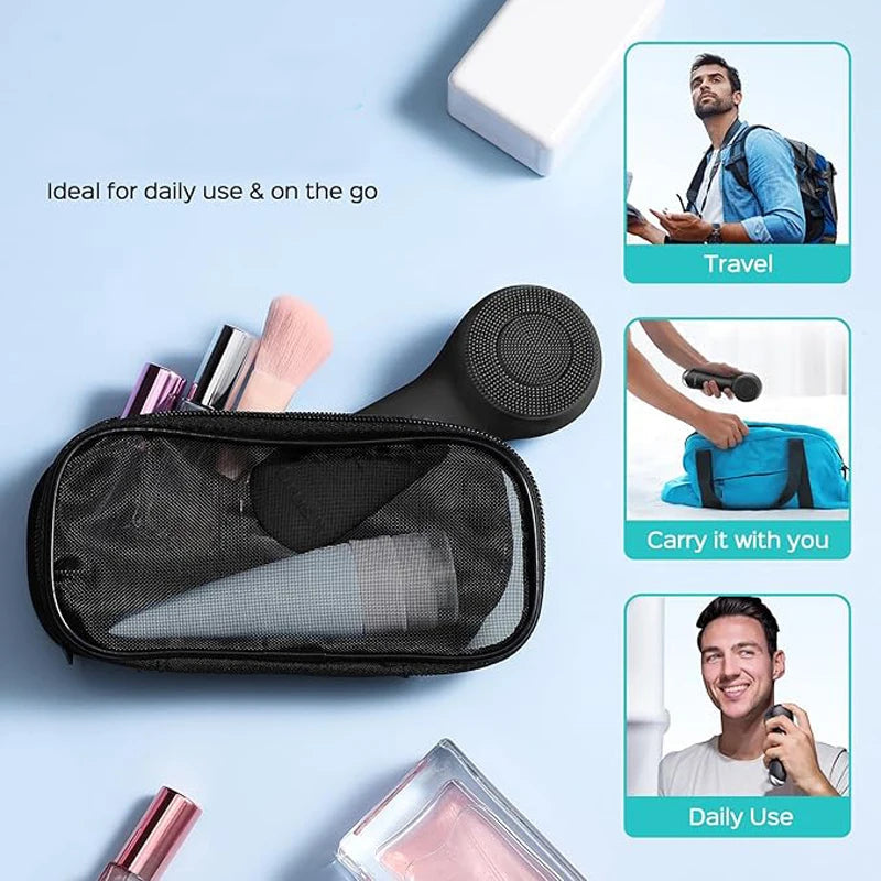 Facial silicone cleansing brush with dual rotation and vibration modes, facial vibration massage, USB charging facial brush Eagle Beacon