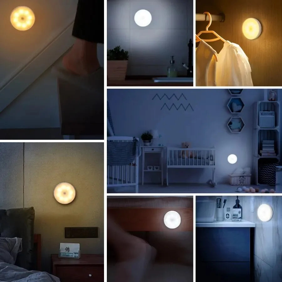 Motion Sensor LED Night Light, Wireless Magnetic Round Lamp for Kitchen Cabinet, Bedroom & Home Atmosphere Decor Eagle Beacon