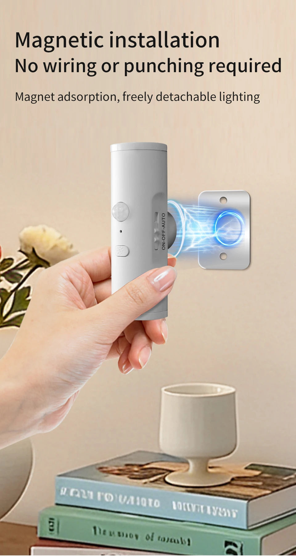 Motion Sensor LED Wall Light Rechargeable Double Head Spotlight 3 Colors Wireless Night Lamp For Bedroom Hallway Stair Ambient Eagle Beacon