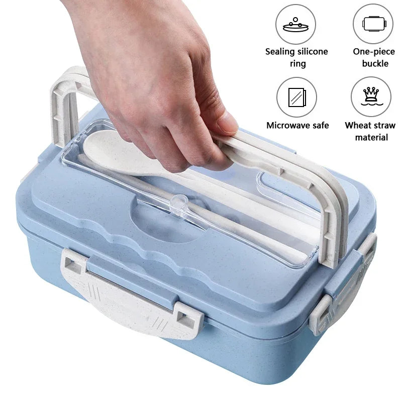 Lunch Box, 3 Compartment Sealed Bento Box and Cutlery Set Lunch Boxes for Kid Adult, Suitable for Microwave and Dishwasher Eagle Aerie