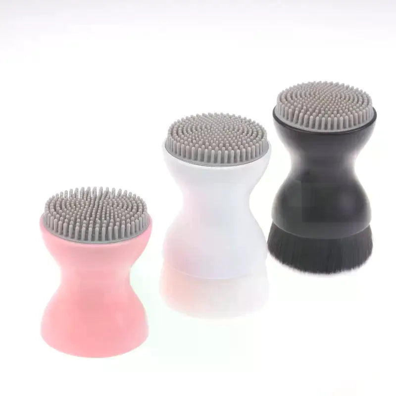 Double-Sided Mini Manual Facial Cleansing Brush Silicone Massage Face Brush Soft Bristles Handheld Cleaning Device Pore Cleaner Eagle Beacon