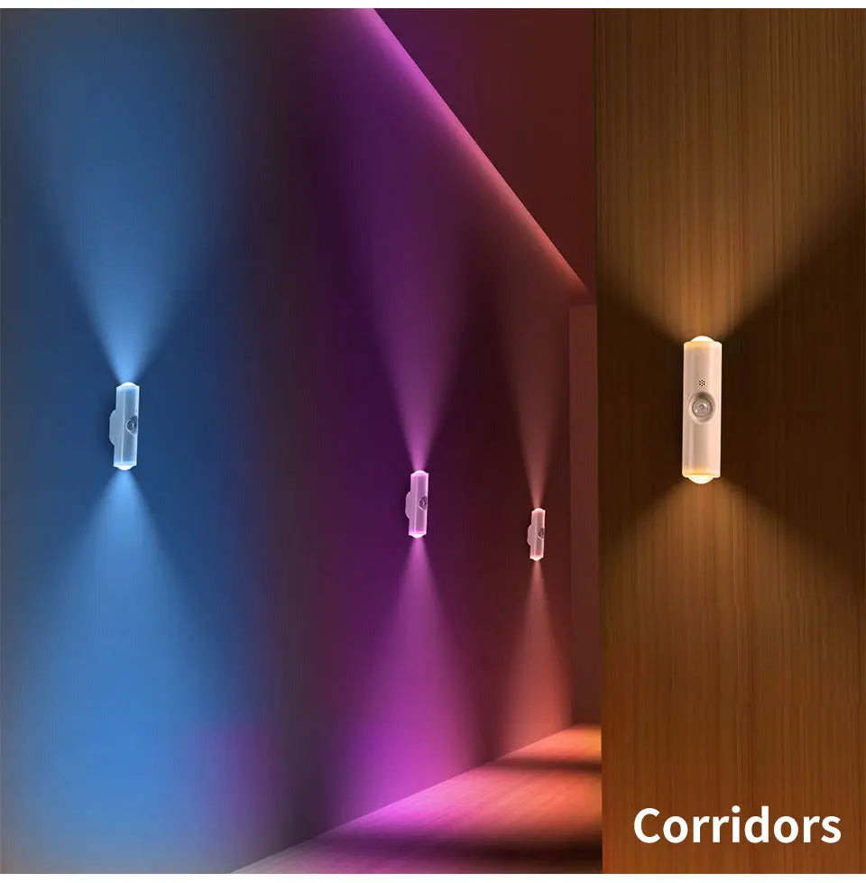 Magnetic Motion Sensor Smart Light LED Rechargeable Wall Gradient Ambient Light Dimmable Indoor Light for Stairs Hall Entrances Eagle Beacon