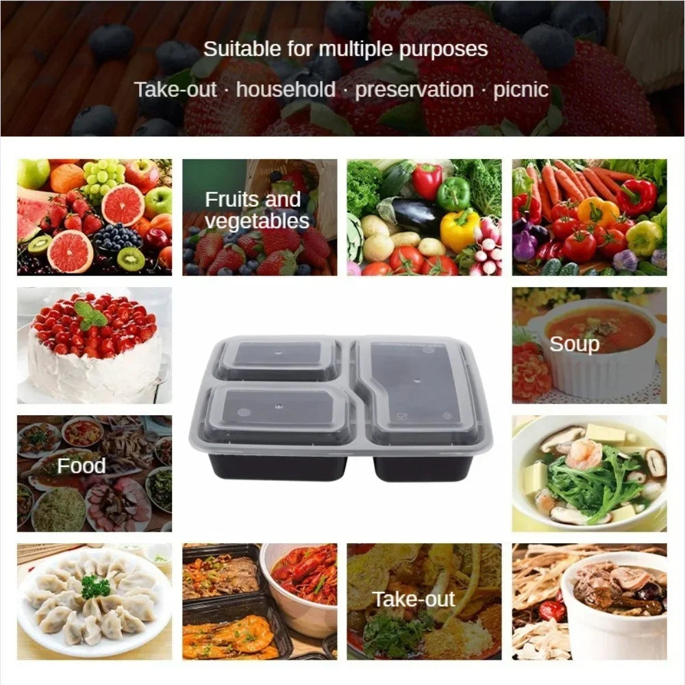 Plastic Reusable Bento Box Meal Storage Food Prep Lunch Box 1/2/3 Compartment Reusable Microwavable Containers Home Lunchbox Eagle Aerie