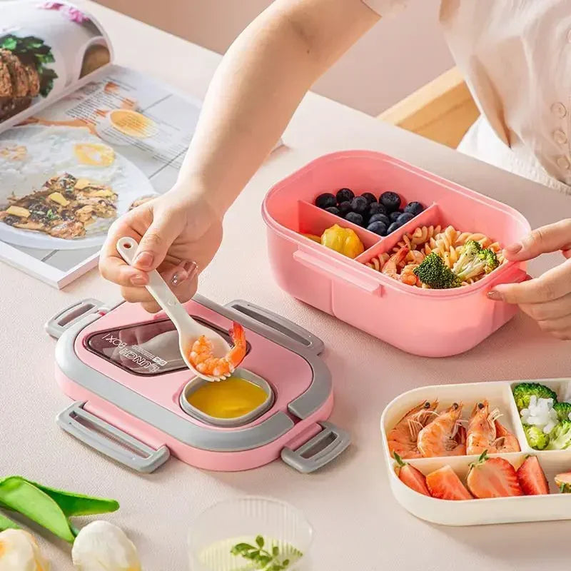 Portable Lunch Box Compartment Wheat Straw Bento Carrying Handle Box Reusable Tableware Containers Meal Snack Food Containers 라면 Eagle Aerie
