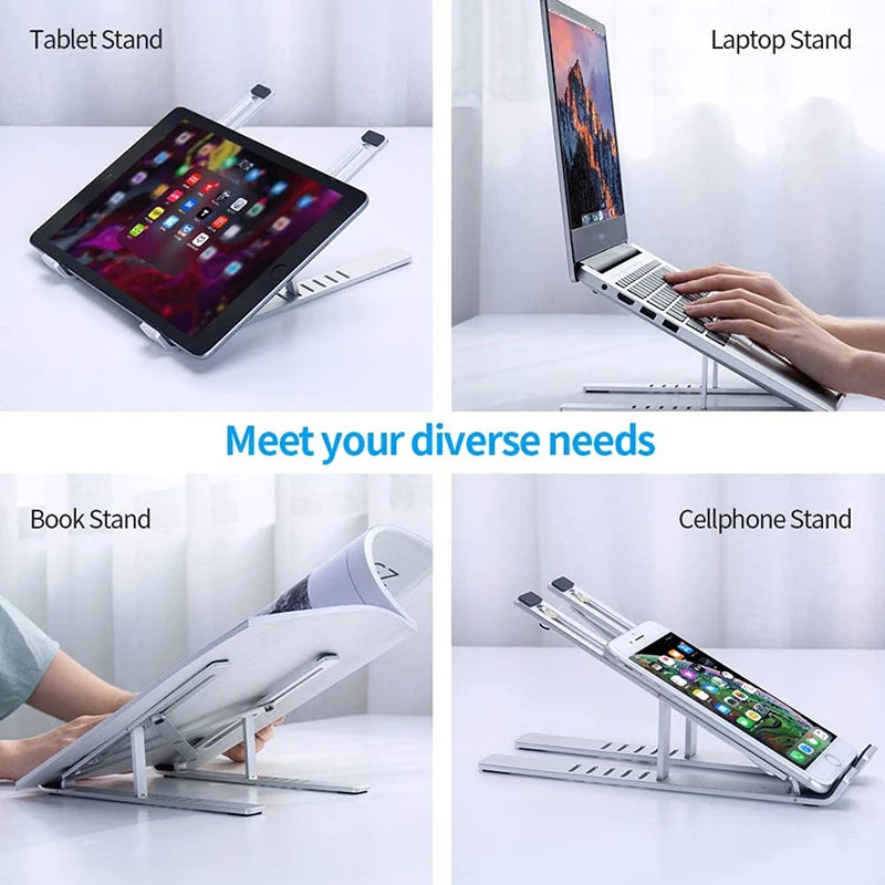 Aluminum Alloy Laptop Holder Stand Adjustable Foldable Portable for Notebook Computer Bracket Lifting Cooling Holder Non-slip Eagle Beacon