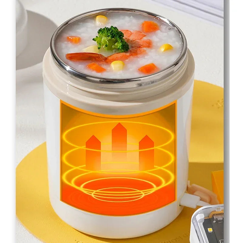 600ml Portable USB Electric Lunch Box with Stainless Steel Food Heater, Beverage Function, Perfect for Picnics Eagle Aerie