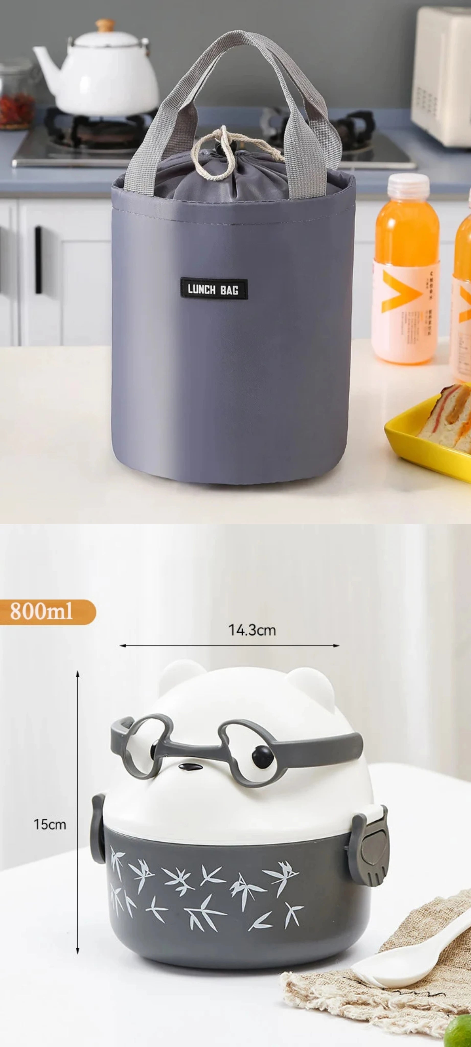 Lunch Box Portable Insulated Lunch Container Set Stackable Bento Cartoon Eyeglass Bear Shape Food Storage Container For Kids Eagle Aerie