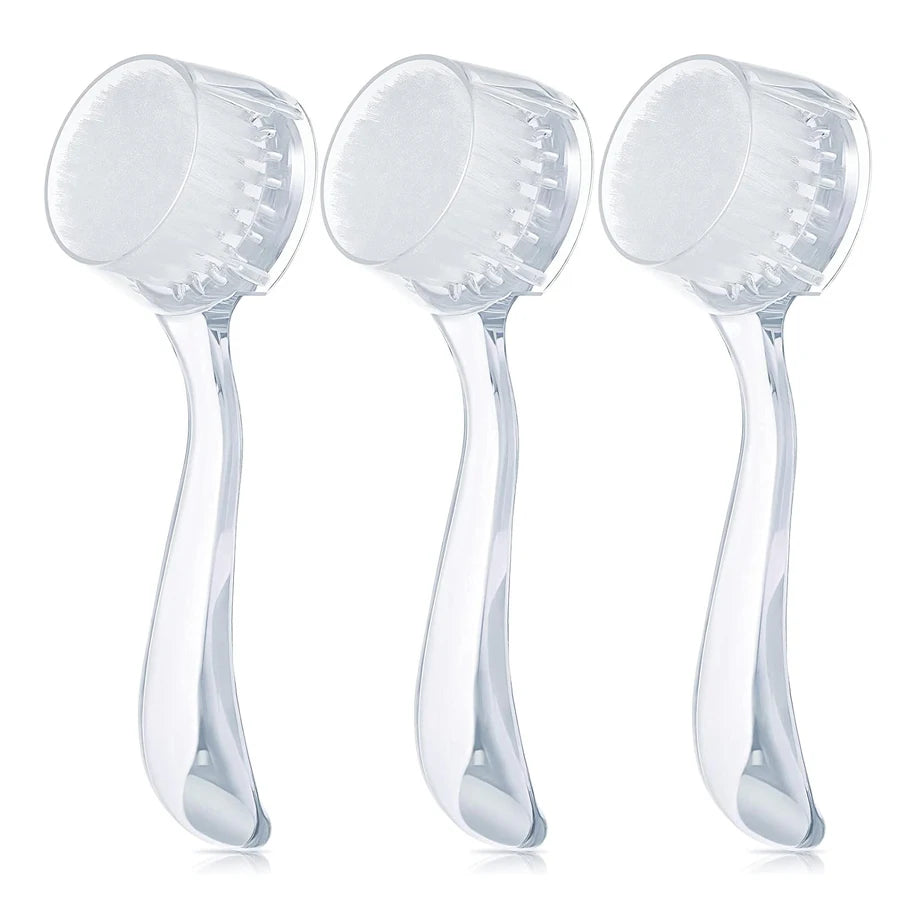 3pcs Facial Cleansing Brush Acrylic Handle Facial Cleansing Brush Soft Bristles Exfoliating Cleansing Brush Eagle Beacon