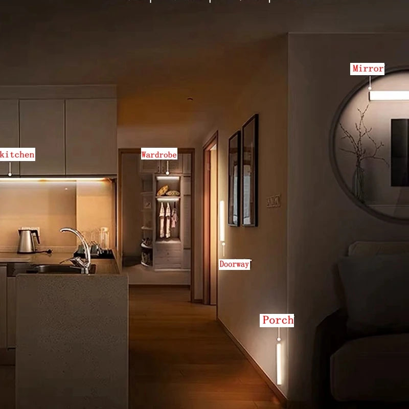 Motion Sensor Light Wireless LED Night Light Type C Rechargeable Light Cabinet Wardrobe Lamp Staircase Backlight For Kitchen LED Eagle Beacon