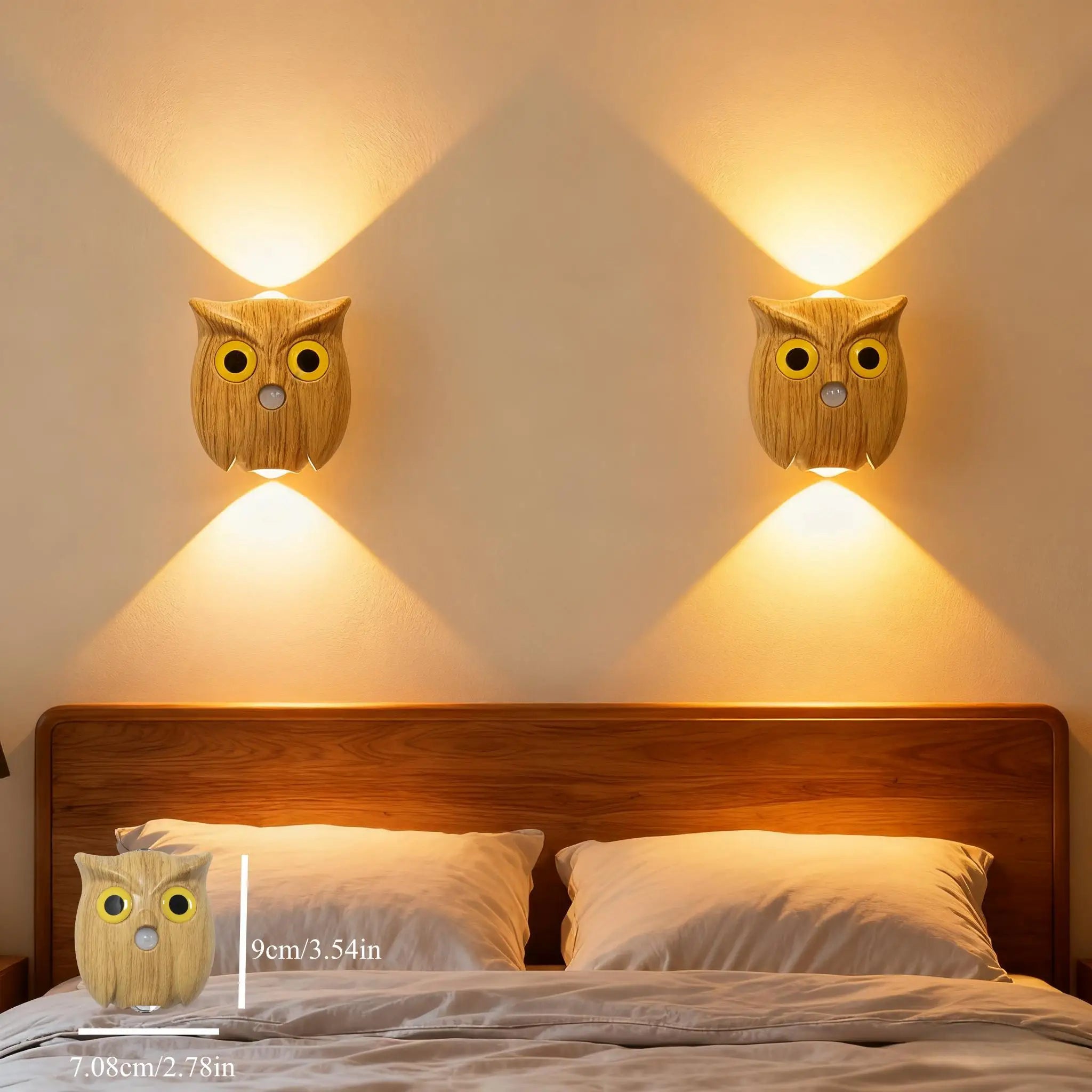 Motion Sensor Night Light USB Charging Cute Owl Lamp Indoor AUTO On/Off Magnetic Base for Cupboard Stair Hallway Bedroom Closet Eagle Beacon